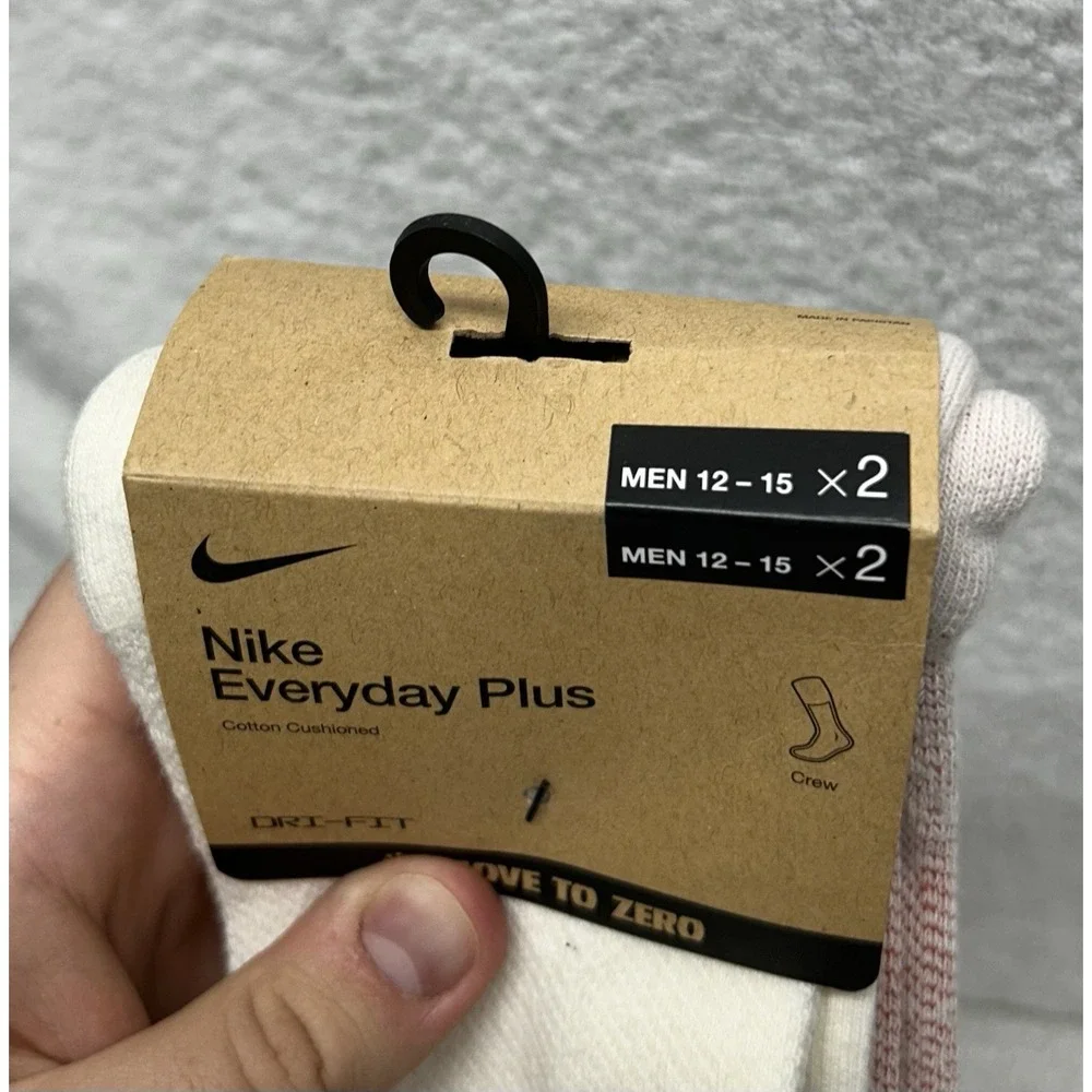 Nike Mens Size XL (12-15) Everyday Plus Beige 2 Pair Crew Socks (U6)